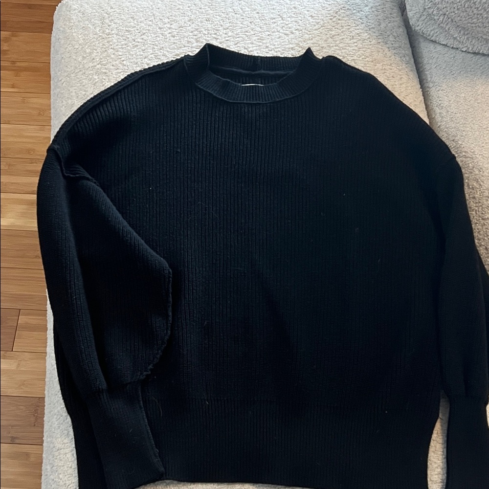 Black Ribbed Knit Sweater